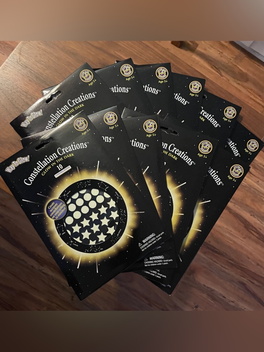 11 packs of glow in the dark star stickers. 150 stars per pack, 1650 total stars